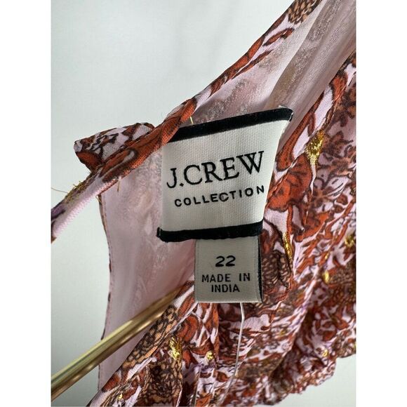 J. Crew Collection Open Back Metallic Clip-Dot Bouquet Floral Maxi Dress Size 22 - Picture 8 of 10